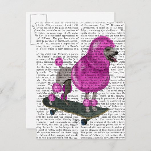 Roze poel en skateboard briefkaart (Voorkant / Achterkant)