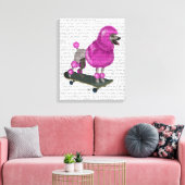 Roze poel en skateboard canvas afdruk (Insitu (Woonkamer))