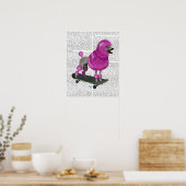 Roze poel en skateboard poster (Keuken)