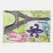 Roze poel in Parijs Theedoek (Horizontaal)