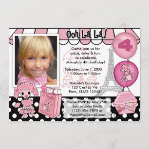 Roze poel in Paris Birthday Invitation Kaart
