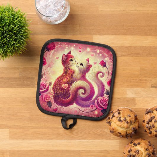 Roze Poesje Katten Geurkaars Pannenlap (Top down)