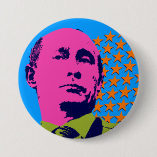 Roze Poetin Pop Art Portret Ronde Button 7,6 Cm