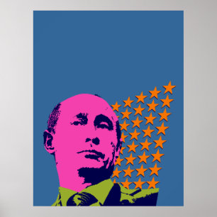 Roze Poetin Pop Kunstportret Poster