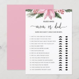 Roze Poinsettia Baby shower Kaart