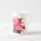  Roze Poinsettia Bone China Mok (Voorkant rechts)