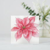 Roze Poinsettia Kerst Kaart (Staand voorkant)