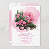 Roze Poinsettia Kerstfeest uitnodiging (Voorkant / Achterkant)