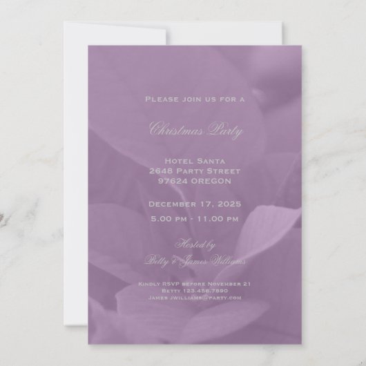 Roze Poinsettia Kerstfeest Uitnodiging legant (Achterkant)