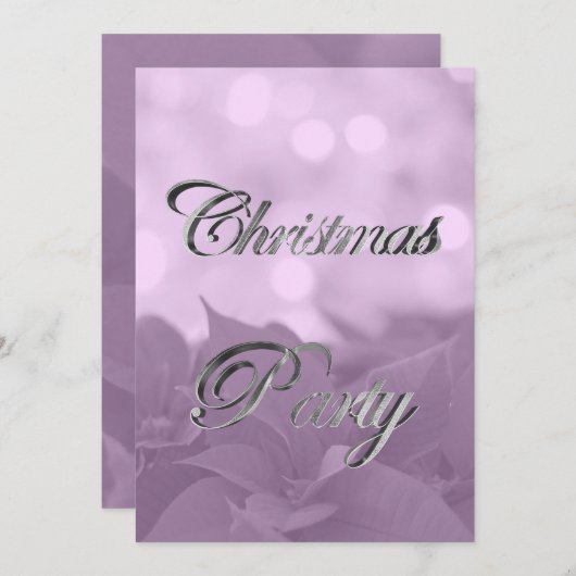 Roze Poinsettia Kerstfeest Uitnodiging legant (Voorkant / Achterkant)