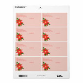 Roze Poinsettia Kerstvakantie Verzendlabel (Full Sheet)