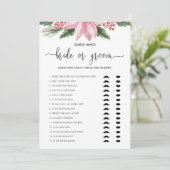 Roze Poinsettia Winter Bride of Groom Shower Game Kaart (Staand voorkant)