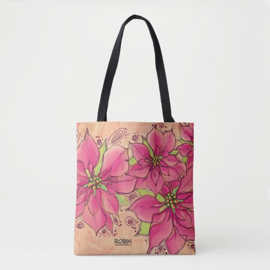 Roze Poinsettias Canvas tas (Voorkant)