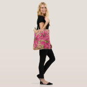 Roze Poinsettias Canvas tas (Op model)