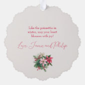 Roze Poinsettias Elegant Papier Ornament Kaart (Achterkant)