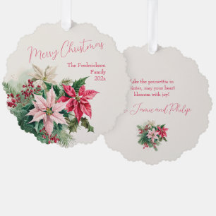 Roze Poinsettias Elegant Papier Ornament Kaart