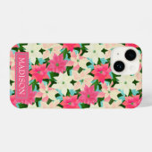 Roze Poinsettias Kerstmis iPhone Hoesje (Achterkant horizontaal)