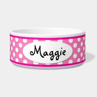 Roze poka Dot - Aangepaste kleine dog Bowl Voerbakje