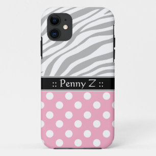 Roze poka Dot Faded Zebra Print iPhone 5 Hoesje