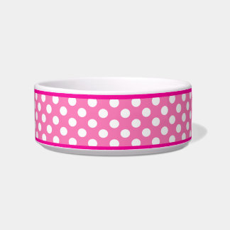 Roze poka Dot Pattern Small Ceramic Dog Bowl Voerbakje