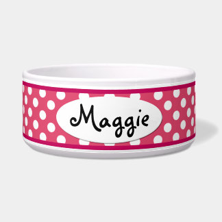 Roze poka Dot Speciaal ontworpen Ceramic Dog Bowl Voerbakje