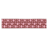 Roze poka Dot Tea set on Burgundy Pattern Korte Tafelloper (Horizontaal)