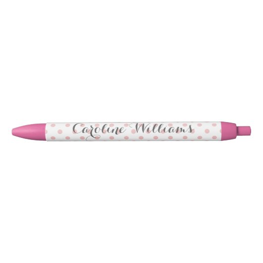 Roze poka Dots gepersonaliseerd Zwarte Inkt Pen (Voorkant)