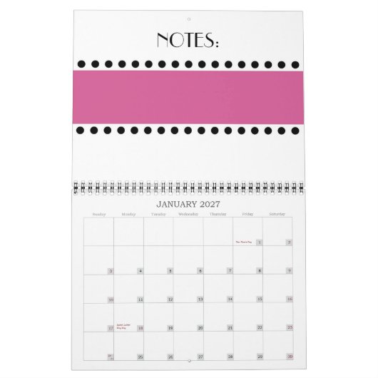 Roze poka Dots Kalender (Jan 2027)