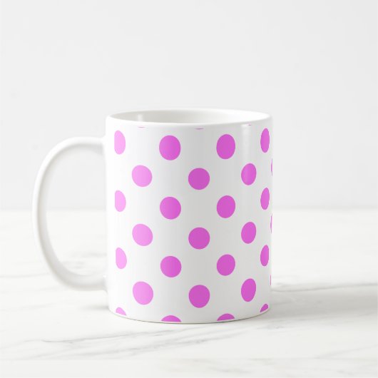 Roze poka Dots Pattern on White Background Koffiemok (Links)