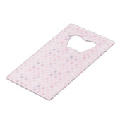 Roze poka Dots Pattern op Roze Kredietkaart Flessenopener (Voorkant Gekanteld)