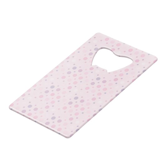 Roze poka Dots Pattern op Roze Kredietkaart Flessenopener (Voorkant Gekanteld)