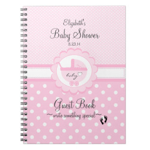 Roze poka gedateerd Baby shower Guest Book Notitieboek