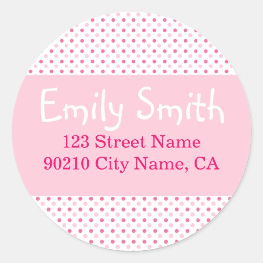 Roze Poka Stippen Adres Etiket (Voorkant)