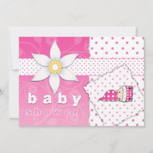 Roze pokadots en uitnodiging tot het Baby shower v