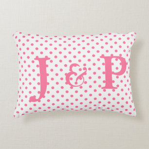 Roze pokadots Monogrammed Accent Pillow Accent Kussen