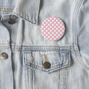 Roze pokadots, poolvlek, Stippen, gedopt Ronde Button 5,7 Cm
