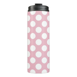 Roze pokadots, poolvlek, Stippen, gedopt Thermosbeker