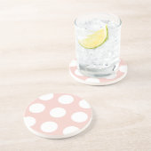 Roze pokadots, poolvlek, Stippen, gedopt Zandsteen Onderzetter (Zijkant)