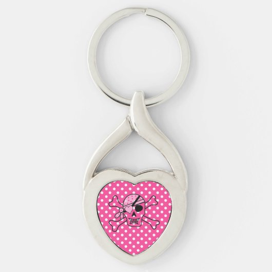 Roze pokadots sleutelhanger (Voorkant)