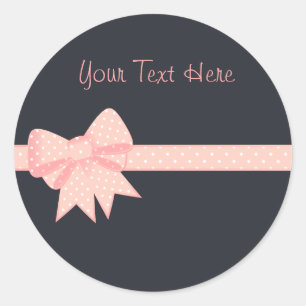 Roze polaire dot bow Sitckers Ronde Sticker