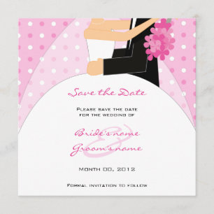 Roze polaire dot bride en Groom sparen de Kaarten