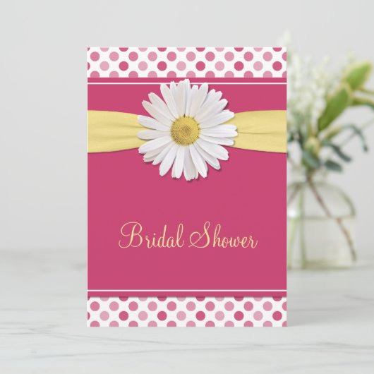 Roze polaire Dot Daisy Bridal Shower Kaart (Staand voorkant)