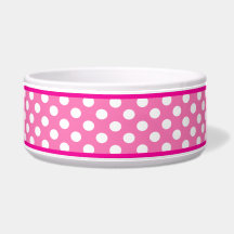 roze polaire dot pattern keramische dog Bowl