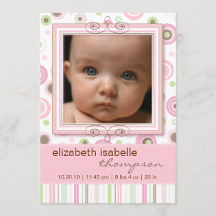 roze polaire dot & Stripes Baby Aankondiging