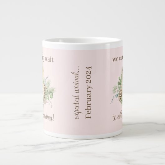 Roze Polar Beer Baby Meisje Zwangerschap Onthullen Extra Grote Beker (Voorkant)