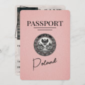Roze Polen paspoort Bewaar de datum Save The Date (Voorkant / Achterkant)