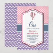 Roze Polka Dot 1e Verjaardagsfeest Kaart (Voorkant / Achterkant)