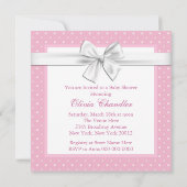 Roze Polka Dot Baby Shower Uitnodigingen (Achterkant)