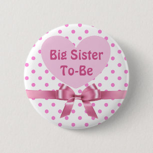 Roze Polka Dot Big Sister om Baby shower Button te