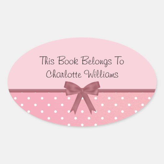 Roze Polka Dot Book Label (Voorkant)